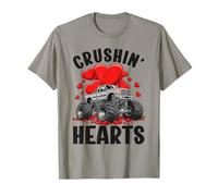 Boy Valentine Monster Truck Crushin Hearts Niños Camiseta
