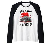 Boy Valentine Monster Truck Crushin Hearts Niños Camiseta Manga Raglan