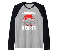 Boy Valentine Monster Truck Crushin Hearts Niños Camiseta Manga Raglan