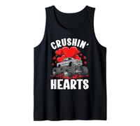 Boy Valentine Monster Truck Crushin Hearts Niños Camiseta sin Mangas