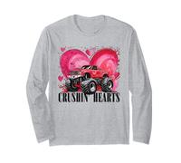 Boy Valentine Monster Truck Crushin Hearts Niños Manga Larga