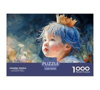 Boy with Blue Hair 1000 Stück Ökopapier Puzzle Child with Golden Crown Lebendige Bilder Familienspiel Puzzles Als Geburtstagsgeschenke 70x50cm/1000pcs