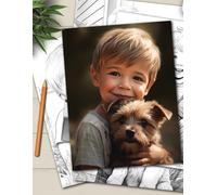 Boy with Dogs: A 25-Page Kids &Adult Coloring Book Boy with Dogs For All Skill Levels - Beginner-friendly yet detailed enough to challenge experienced colorists Activity Books
