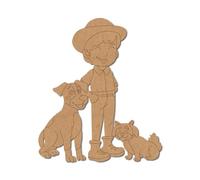 Boy with Dogs - Forma artesanal premarcada 1 Medite MDF / 10.2 cm / 1