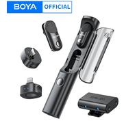 BOYA BOYA Magic Micrófono de solapa inalámbrico profesional 4 formas en 1 mini micrófono para iPhone iPhone 15-16 Android USB-C Smartphone PC Cámara para entrevistas Transmisión en vivo Juegos BOYA Ma