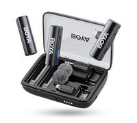 BOYA BOYALINK 2 Micrófono Lavalier Inalámbrico para iPhone, Cámara, Android, Mini Micrófono, 48 kHz 24 bit, 1000 ft, 30 h de Uso, reducción de Ruido, Clip on Mic USB-C/Lightning/3.5 mm TRS