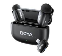 BOYA BOYAMini Mini micrófono inalámbrico iPhone, 100m, 2 micrófonos de Solapa inalámbricos para Podcast entrevista transmisión en Vivo Tiktok grabación de vídeo vlog