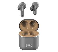 Boya by-AP4 True Wireless Estéreo Bluetooth Auriculares, Micro Integrado Auriculares Impermeables con Funda de Carga Inalámbrica para iPhone Samsung Android Sport Llamada Teléfono Música, Grey