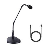 BOYA BY-GM18CU - Micrófono condensador de cuello de cisne de 18 pulgadas con base USB, micrófonos de podio para computadora, monitoreo en tiempo real, micrófono de escritorio para videoconferencias,