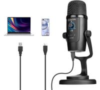 BOYA BY-PM500 - Micrófono de Condensador USB con Soporte de Mesa para Streaming, Podcast, Youtube, Windows Mac PC y Smartphone USB-C