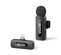 BOYA by-V1 - Micrófonos inalámbricos para iPhone iPad con Puerto Lightning Certificado MFi, Alcance de 328 pies, duración de la batería de 9H, reducción de Ruido, Mini micrófono de Solapa inalámbrico
