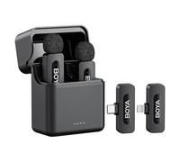 BOYA by-V3 Combo Micrófono inalámbrico para iPhone/Android/PC/Camera, 36 Horas de Uso, cancelación de Ruido, microfono solpa lavalier portátil USB-C silencioso