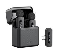 BOYA BY-V30 - Micrófono Lavalier inalámbrico para iPhone/Android/PC/portátil con Puerto USB-C, batería de 36 Horas de duración con Funda de Carga, Clip de cancelación de Ruido, micrófono de Solapa