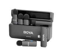 BOYA BY-V4D Mini inalámbrico Lavalier Micrófono para iPhone Smartphone, 4 Clip-On Inalámbrico Solapa Micrófonos para Grabación de Video Podcast Entrevista Streaming Vlog YouTube