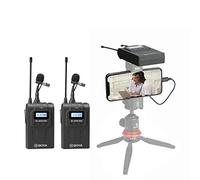 BOYA BY-WM8 Pro-K2 sistema de micrófono de lavalier inalámbrico de doble canal 2 transmisor y 1 receptor para cámara réflex digital, videocámara, Youtube, Street Interview, Livesteam Teamwork Vblog