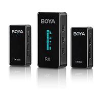BOYA BY-XM6-S2 Mini micrófono de solapa inalámbrico doble de 2,4 GHz para cámara DLSR/iPhone/Android, micrófono inalámbrico de solapa doble para transmisión en vivo de video Vlog Podcast (TX+TX+RX)