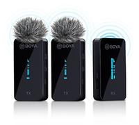 BOYA BY-XM6-S2 - Sistema de micrófono inalámbrico de 2.4 GHz compatible con cámaras réflex digitales, cámaras sin espejo, teléfonos inteligentes, computadoras, para vlog, video de YouTube, transmisión