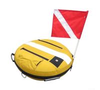 Boya de entrenamiento de buceo, flotador de buceo libre de alta visibilidad con compartimento de almacenamiento, 5 anillos en D e inflador para marcador de seguridad, amarillo (amarillo)