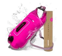 Boya de natación para agua abierta con bolsa seca de 15 litros, burbuja de natación totalmente impermeable, segura con mayor visibilidad, nailon endurecido y asa de descanso, boya de natación de agua