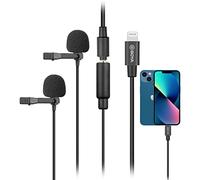 Boya dual Lavalier Lightning Micrófono para iOS iPhone 11 vlog, 20 pies/6m por m2d dual-head solapa universal con adaptador de enchufe de rayos para iPhone 11 10 x 8 Mac YouTube Video Facebook en vivo