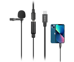 BOYA Lavalier Lightning Micrófono para iOS iPhone 13 Vlog, 20 pies/6 m by-M2 Solapa Micrófono Universal con Adaptador de Enchufe Lightning para iPhone 11 10 X 8 7 Mac Youtube Video Facebook Live