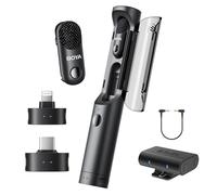 BOYA Magic 4 en 1 Transformable Micrófono Inalámbrico, Micro de Solapa/De Mano/Mesa/En Cámara Microfono Inalambrico para Cámara/iPhone/Android, Vlogging y Streaming(2TX+3RX)