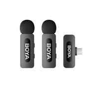 Boya BY-V20 Micrófono de Solapa Inalámbrico Transmisión Dual Omnidireccional Android USB-C Negro