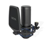 BOYA Micrófono condensador XLR de estudio de diafragma grande, micrófono de grabación vocal Phantom Power de 48 V para cantar podcast, proyecto de audio en casa, YouTube Facebook Streaming (BY-M1000