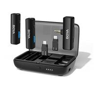 BOYA Micrófono Lavalier inalámbrico dual de 2.4 GHz para cámara DLSR/iPhone/Android, micrófono inalámbrico de doble solapa para transmisión en vivo, video, vlog, podcast (TX+TX+RX)