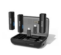 BOYA Micrófono Lavalier inalámbrico para cámaras de smartphone Android tipo C, cancelación de ruido DSLR, batería de 10 horas, micrófono de solapa inalámbrico con clip para transmisión en vivo,