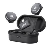 Boya Micrófono Lavalier inalámbrico para iPhone Android con receptor USB C, cancelación de ruido, batería de 30 horas de duración con funda de carga, rango de 164 pies, micrófonos inalámbricos para