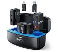 BOYA Micrófono Lavalier Inalámbrico para iPhone y Android, Grabación Integrada, Rango 650 Pies, Duración Batería 10 Horas