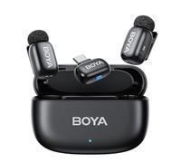 BOYA Mini Microfono Inalambrico (2TX+1RX) para iPhone 15/16, Android, 5g Ultraligero, Micrófono de Solapa, AI Voice Changer, Reducción de Ruido de 3 Niveles, 30h, Microfono Movil con Conector USB-C