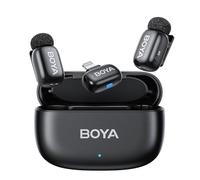 BOYA Mini Microfono Inalambrico (2TX+1RX) para iPhone, 5g Ultraligero, Micrófono de Solapa, AI Voice Changer, Reducción de Ruido de 3 Niveles, 30h Horas, Microfono Movil con Conector Lightning