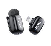 BOYA Mini micrófono inalámbrico para iPhone, Android, ultraligero de 5 g, micrófono Lavalier, cambiador de voz AI, reducción de ruido de 3 niveles, micrófono de solapa, micrófono de clip con enchufe