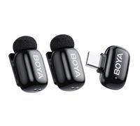 BOYA Mini micrófonos Lavalier inalámbricos para Android con Enchufe USB C, reducción de Ruido, 328 pies de duración de la batería, Cambiador de Voz AI para grabación de Video, entrevista de Podcast