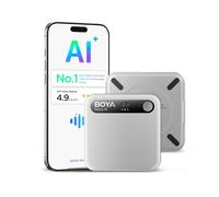 BOYA Notra AI Voice Recorder, Ambient/Phone Call/Bluetooth Capture, AI Transcription & Smart Summary, Support 140+ Languages, 64GB Storage, Magnetic Note Taker for Meetings,Lectures,Entrevistas(Sliver