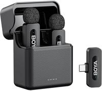 BOYA V30 - Micrófono Lavalier inalámbrico para iPhone/Android/PC/portátil con puerto USB-C, batería de 36 horas de duración con funda de carga, clip de cancelación de ruido, micrófono de solapa