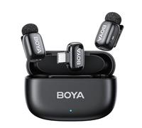 Boyamini micrófono inalámbrico de Solapa para Andriod USB C, Ultra Mini micrófono con AI Cambio de Voz, reducción de Ruido y el Caso de Carga, Clip de Metal en Mic TikTok Creadores de Contenido