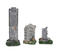 BOYANDM 3 piezas de accesorios de resina para peceras de edificio destruido, decoración de escritorio de oficina