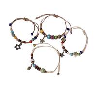 BOYANDM 4 Uds. Pulsera Ajustable De Estilos Étnicos Colgantes Cono Pino Y Estrella Cadena Mano Brazaletes Cuentas Tejidos A Mano para Ropa Informal Joyería para Festivales