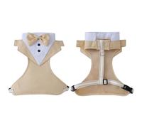 BOYANDM Arnés suave para perros con pajarita para cachorros, razas pequeñas, diseño de traje, correa ajustable para el pecho con correas reflectantes, chaleco transpirable para pasear al aire libre