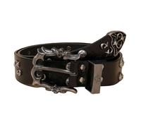 BOYANDM Cinturón de piel sintética listo para exteriores, diseño tachonado, hebillas de aleación, 115 cm de largo, 3,7 cm de ancho, unisex para uso activo, cinturón unisex, Negro, Talla única