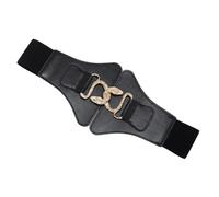 BOYANDM Corsé de cintura elástica para mujer, cinturón elástico de piel sintética con hebillas de serpiente de metal para abrigo de invierno, vestidos de mujer, cinturón elástico, Negro, Talla única