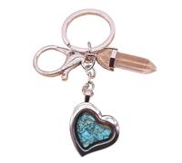 BOYANDM Llavero de piedra natural con marco de fotos de corazón y cristales, Azul turquesa, Talla única