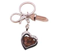 BOYANDM Llavero de piedra natural con marco de fotos de corazón y cristales, Huang Hushi, Talla única