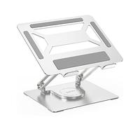 BoYata Soporte para Portátil, Soporte de Ordenador Ajustable con Base Giratoria de 360°, Elevador Ergonómico para Portátil Compatible con Todos los MacBook Pro/Air y Portátiles de hasta 17"-Plata