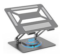 BoYata Soporte para Portátil, Soporte de Ordenador Ajustable con Base Giratoria de 360°, Elevador Ergonómico para Portátil Compatible con Todos los MacBook Pro/Air y Portátiles de hasta 17"-Gris