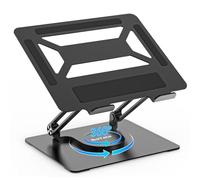 BoYata Soporte para Portátil, Soporte de Ordenador Ajustable con Base Giratoria de 360°, Elevador Ergonómico para Portátil Compatible con Todos los MacBook Pro/Air y Portátiles de hasta 17"-Negro