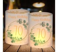 BOYATONG 12 portavelas para 70 cumpleaños, para mujer y hombre, 70 años, decoración de mesa de cumpleaños feliz, regalos para 70 cumpleaños, adecuado para velas de té o velas